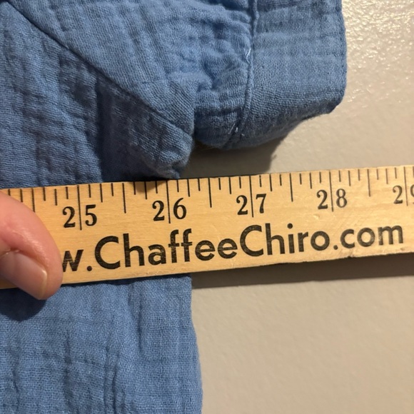 Blair Blue Textured Cotton Button-Front  Summer Casual Tunic Shirt Top - Picture 8 of 9